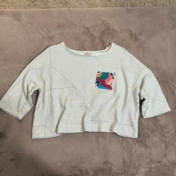 Postmark Embroidered Pocket Striped Boxy Top - Picture 1 of 3